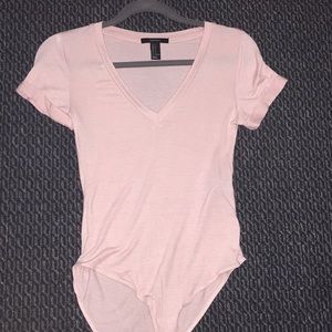 Baby pink v-neck body suit
